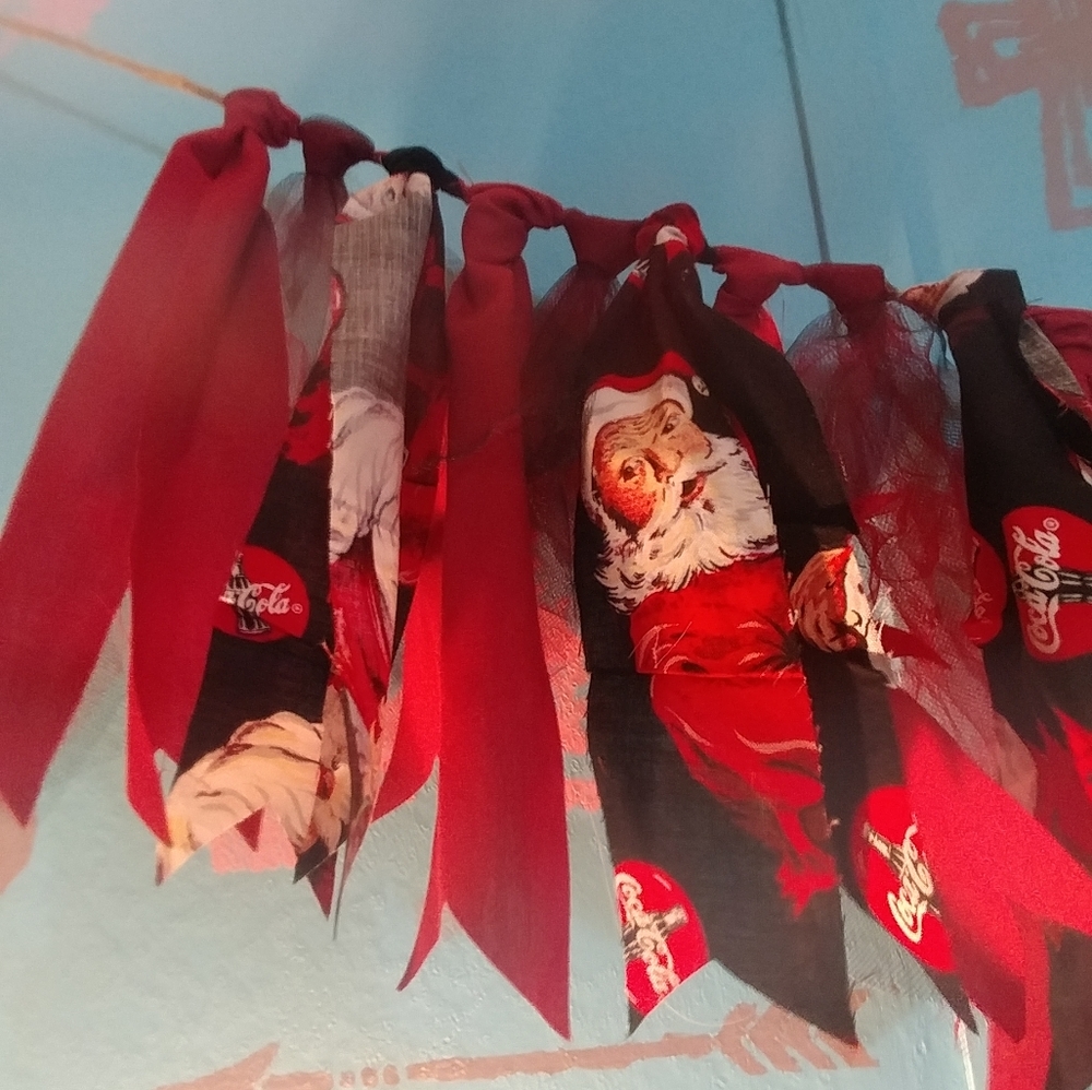 Coca Cola Santa Handmade Fabric Banner